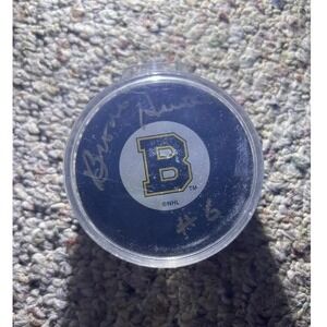 Bronco‎ Horvath Autographed Boston Bruins Hockey Puck – Vintage NHL